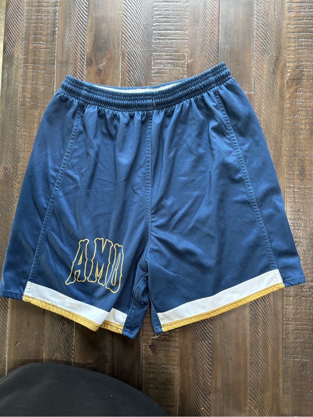 Navy Kids Athletic Shorts with Gold Trim